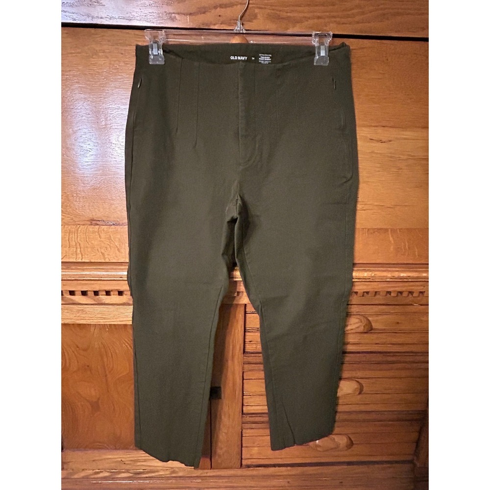 Old Navy Polished Pixie Skinny Pants Extra High Rise Olive Green Athleisure